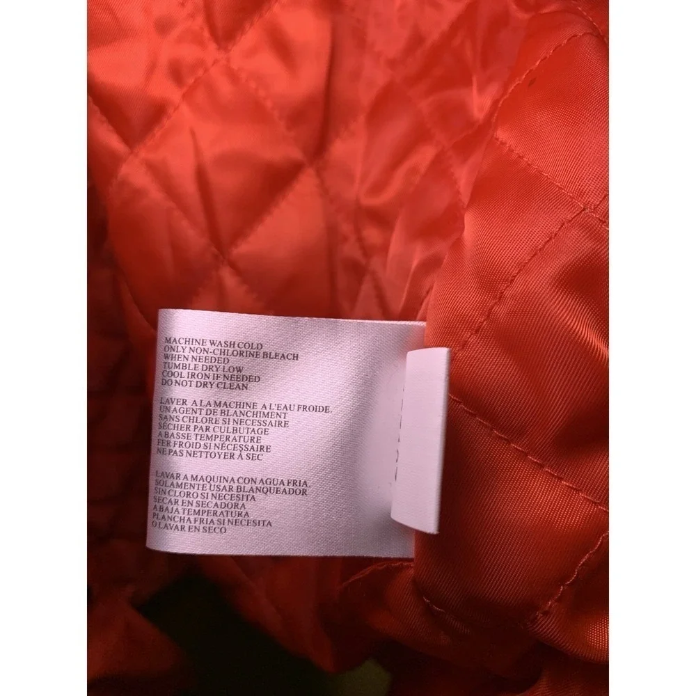 Michael Kors Red Utility Jacket Size XL Zip Pockets Zip-up Quilted Inside